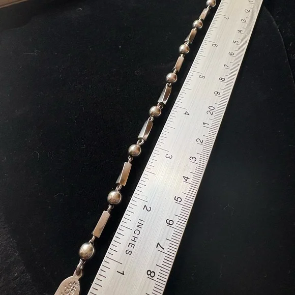 Alicia Mexico 925 Sterling Silver Beaded Bar Link Bracelet Signed 18g - Picture 7 of 7